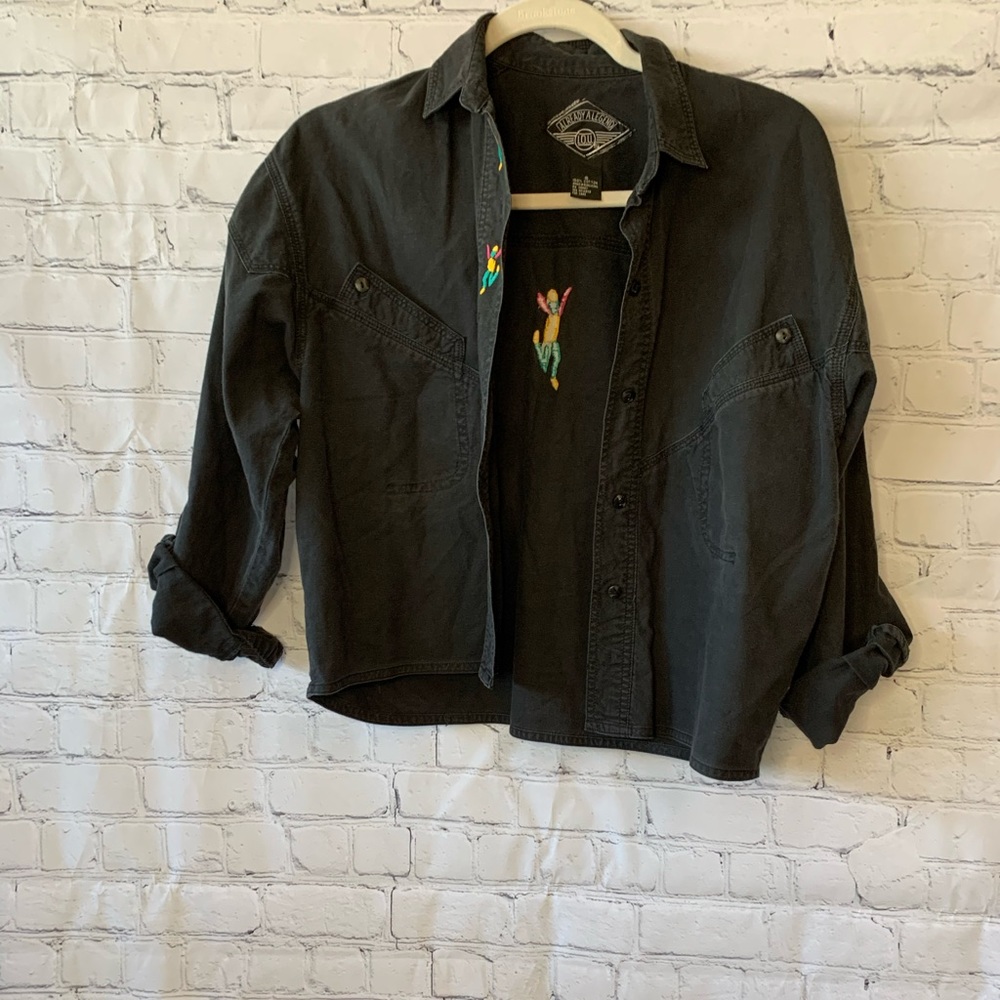 Cropped distressed black western jacket